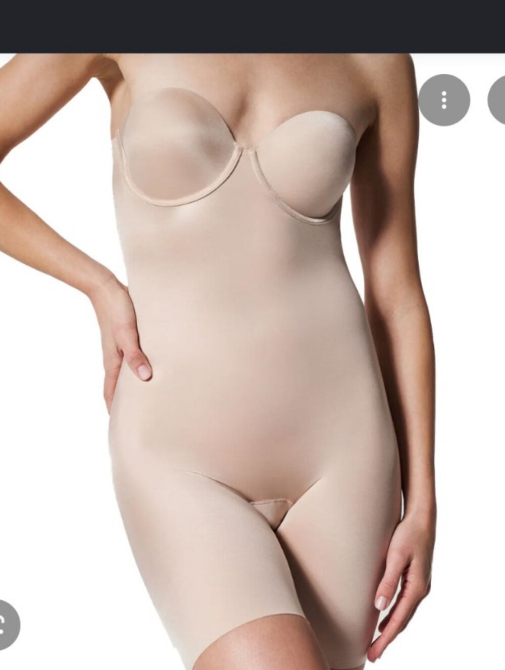Spanx Cupped Mid Thigh Bodysuit Removable Straps Suit Your Fancy Shaping